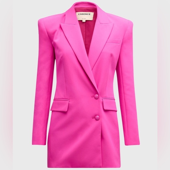 NWT L’AGENCE Marlee Blazer Dress, Hot Pink Rhodamine color, Size Small - Picture 3 of 8